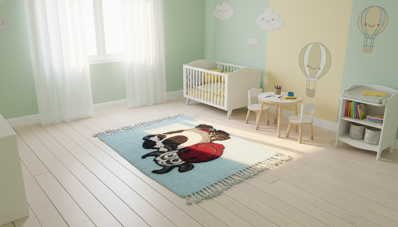 گلیم فرش برجسته دستباف گاو سرگنده جنس پشم طبیعی