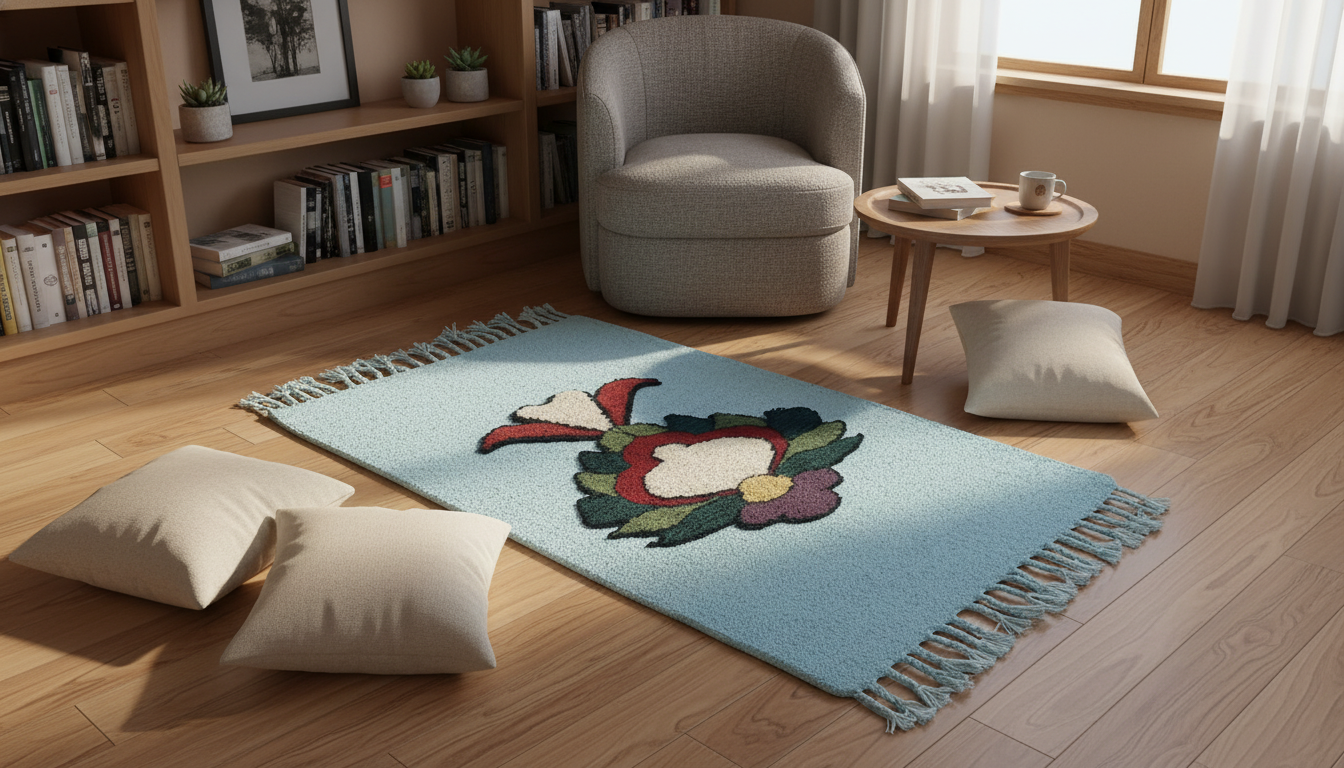 گلیم فرش دستباف برجسته مدل گل جنس پشم طبیعی