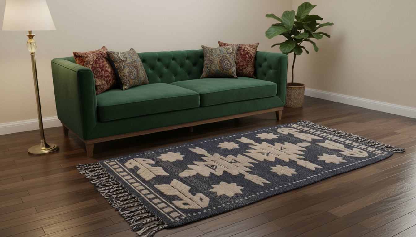 گلیم فرش دستباف مدل تیر جنش پشم طبیعی